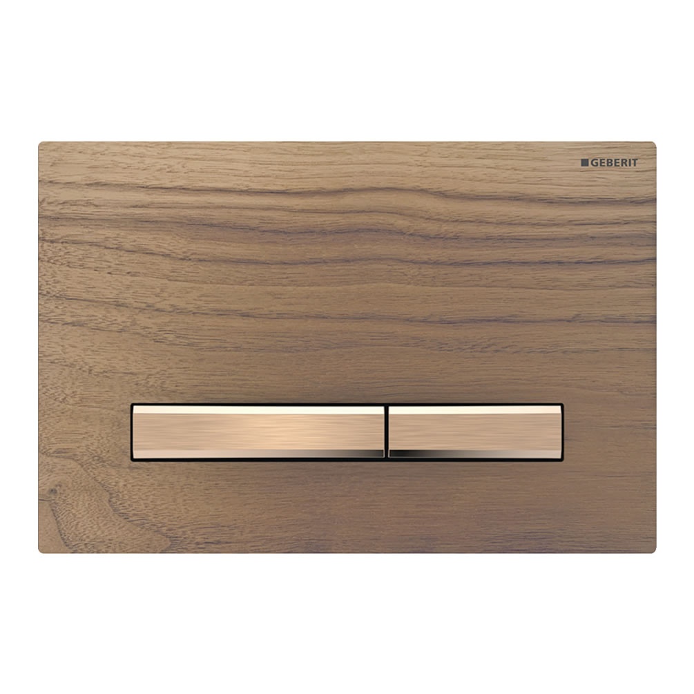 Cutout image of Geberit Sigma50 Square Black Walnut / Red Gold Dual Flush Plate